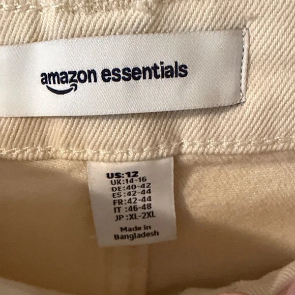 Amazon Essentials Wide Leg Cream Jeans Low Stretch Size 12 - Picture 6 of 9